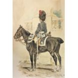 ALFRED WILLIAM HASSAM (1842-1869) A MOUNTED OFFICER, POSSIBLY A FRENCH HEAVY CAVALRYMAN