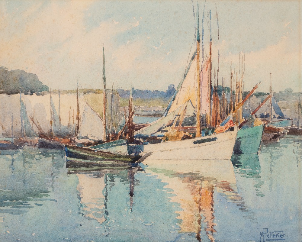 • MAURICE PELLERIER (1875-1962) SHIPS AT ANCHOR signed l.r. watercolour 30.0 x 40.0cm / 11 3/4 x