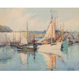 • MAURICE PELLERIER (1875-1962) SHIPS AT ANCHOR signed l.r. watercolour 30.0 x 40.0cm / 11 3/4 x