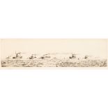 WILLIAM LIONEL WYLLIE (1851-1931) A CONVOY AT SEA signed l.l. W. L. Wyllie etching Image: 8.5 x 33.