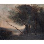 AFTER JEAN-BAPTISTE-CAMILLE COROT THE LEANING TREE TRUNK inscribed on reverse oil on canvas 46.0 x