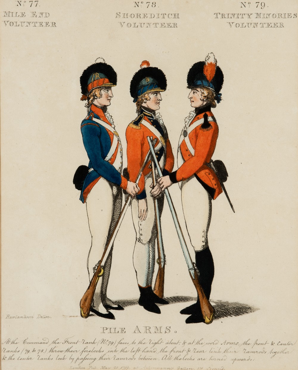 AFTER THOMAS ROWLANDSON (1756-1827) THE LOYAL VOLUNTEERS OF LONDON hand coloured aquatints, some