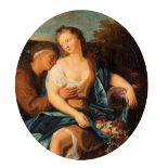 AFTER JACQUES-FRANCOIS COURTIN VERTUMNUS AND POMONA oil on panel 26.0 x 23.5cm / 10 1/4 x 9 1/4in