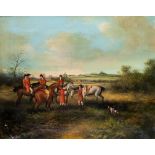 BRITISH PROVINCIAL SCHOL (MID 18th CENTURY) A BREAK DURING THE HUNT oil on canvas 42.0 x 52.0cm / 16