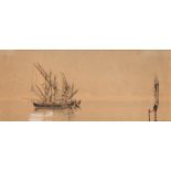 CONTINENTAL SCHOOL (19th CENTURY) A PAIR OF VIEWS OF THE VENETIAN LAGOON watercolour Largest: 16.0 x