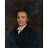 □ ENGLISH SCHOOL (EARLY 19th CENTURY) PORTRAIT OF A MAN oil on panel 17.5 x 14.0cm / 7 x 5 1/2in