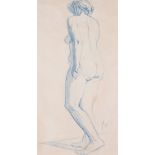 FELIX VALLOTTON (1865-1925) A SKETCH OF A NUDE LADY IN PROFILE initialled l.r. blue chalk 34.0 x
