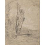 MANNER OF JEAN-FRANCOIS MILLET TWO FARMERS BY A WOOD pencil & chalk 29.0 x 22.5cm / 11 1/2 x 8 3/