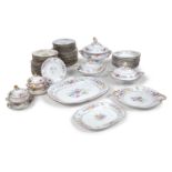 A LARGE VICTORIAN CHINA DINNER SERVICE, comprising:- 1 large tureen, cover and dish, 27 cm high- 2