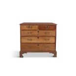 A VICTORIAN MAHOGANY CHEST OF DRAWERS, with two short and three long drawers, fitted with brass drop
