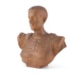 A 19TH CENTURY TERRACOTTA BUST OF A JULIUS CAESAR, 51cm high