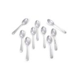 A COMPOSED SET OF NINE SILVER PLAIN TAPER HANDLE TEASPOONS, Sheffield c.1924, mark of Edward &