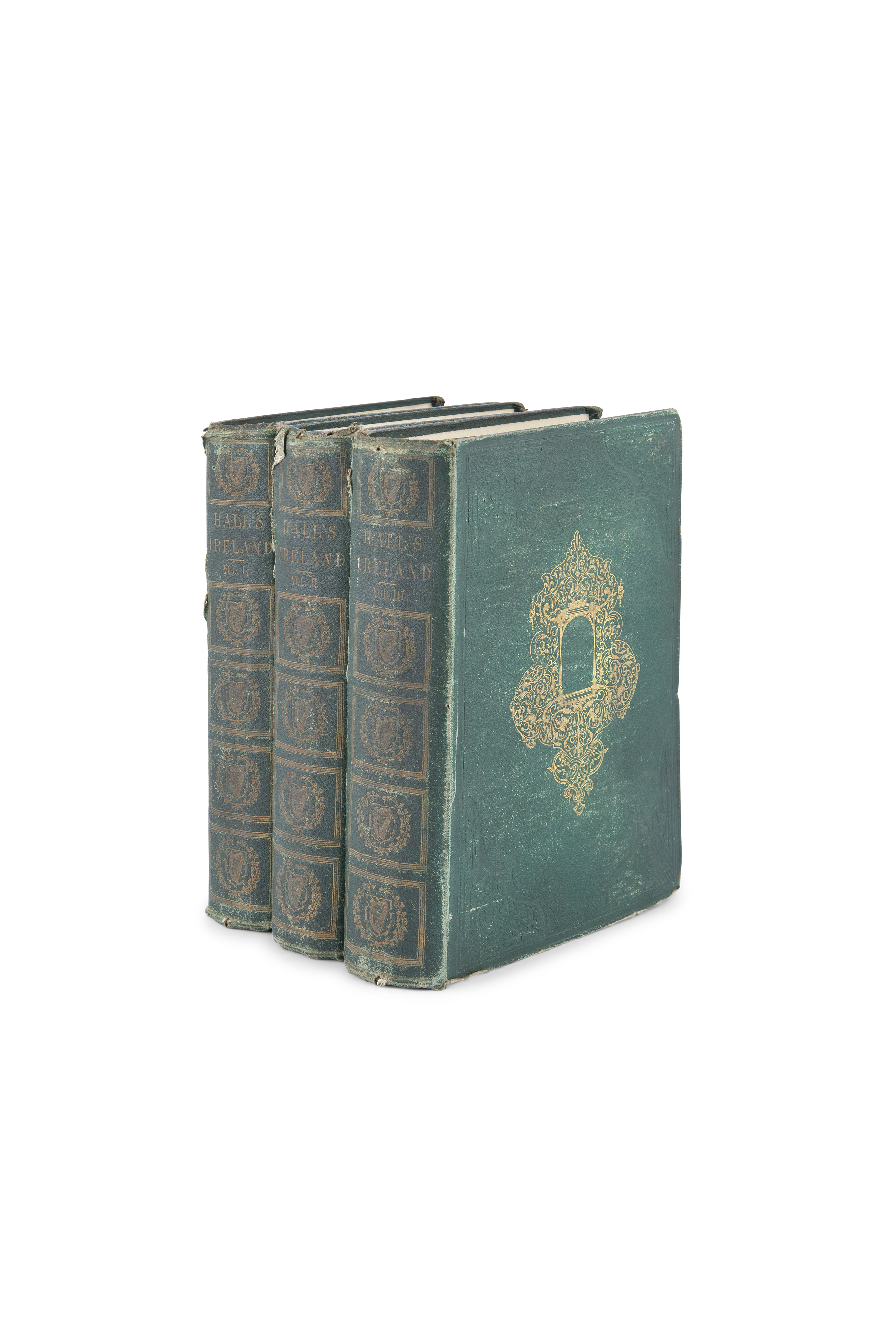 HALLS IRELANDThree volumes, full green morocco, with stamped gilt spines and decorated cover.