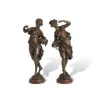 ***WITHDRAWN***AFTER AUGUSTUS MOREAUTwo classical figuresBronze, 19 x 15cm