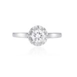 A DIAMOND SINGLE-STONE RING, set with a raised round brilliant-cut diamond weighing approximately