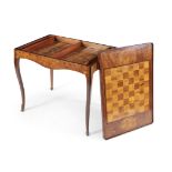 A DUTCH WALNUT AND MARQUETRY INLAID GAMES TABLE, 19TH CENTURY, of rectangular form with canted