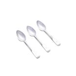 THREE GEORGE IV IRISH SILVER FIDDLE PATTERN DESSERT SPOONS, Dublin c.1834, mark of Richard Garde,