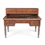 A EARLY NINETEENTH CENTURY MAHOGANY ESTATE DESK, of rectangular form, the raised superstructure