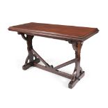 AN ARTS AND CRAFTS OAK CENTRE TABLE, LATE 19TH CENTURY, of rectangular form with moulded edge on