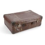 A LEATHER STUDDED COACH SUITCASE, 39 x 64cm