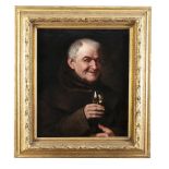 ***WITHDRAWN***JANE MORGAN (IRISH/AMERICAN 1833 - 1899) The Smiling Monk, with glass of wine Oil