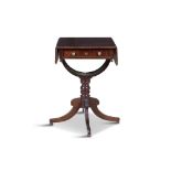 A GEORGE IV MAHOGANY WORK TABLE, the extending rectangular top above a single frieze drawer and