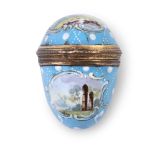 ***WITHDRAWN***A CONTINENTAL SILVER GILT AND BLUE ENAMEL PENDANT EGG, .930 standard, with oval