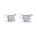 A PAIR OF EARLY VICTORIAN SILVER SAUCE BOATS, London c.1866, mark of Andrew Crespel & Thomas Parker,
