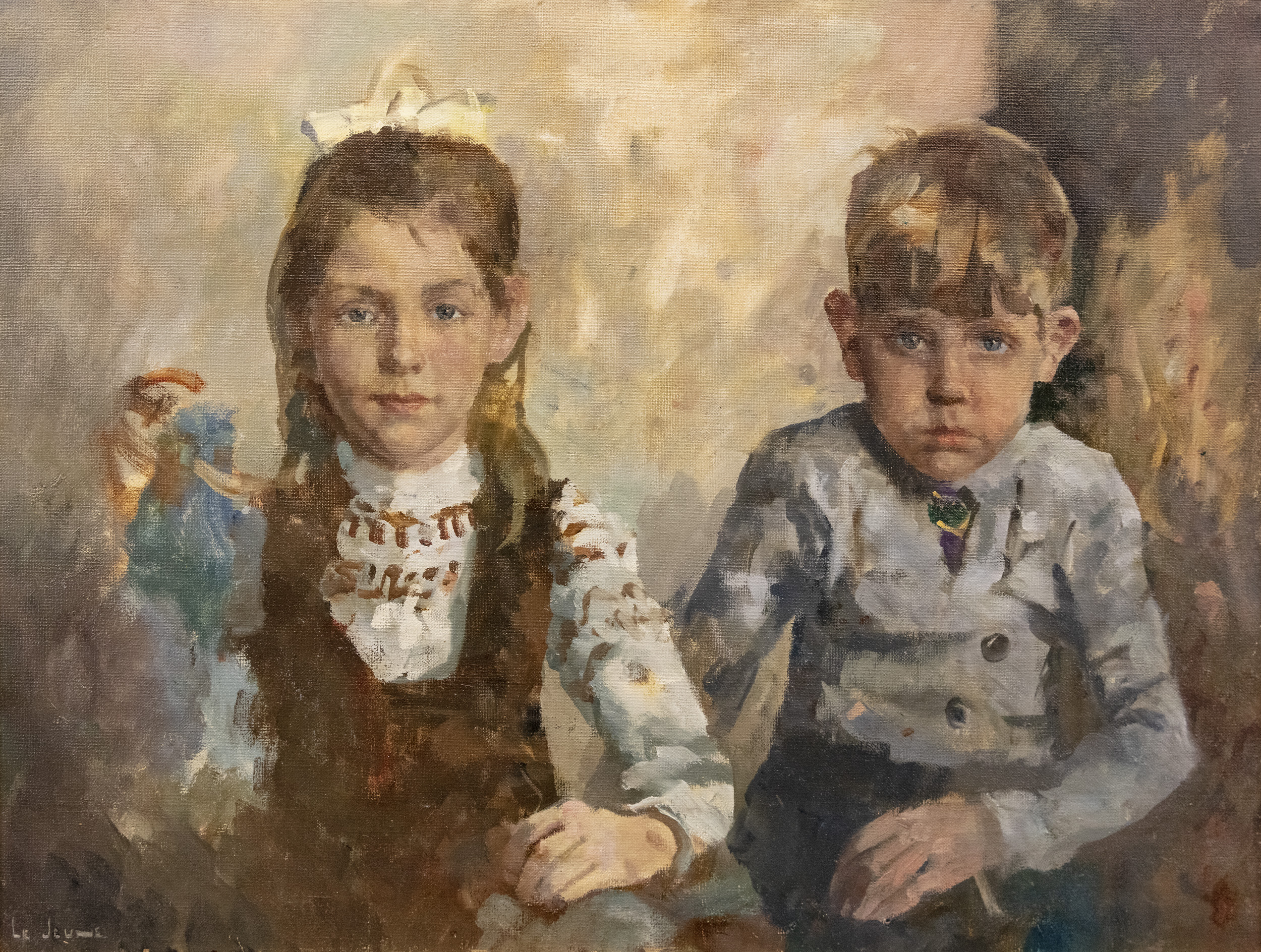 James Le Jeune RHA (1910-1983)Portrait of Two ChildrenOil on canvas, 60 x 81cm (23½ x 31¾'')