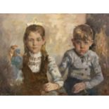 James Le Jeune RHA (1910-1983)Portrait of Two ChildrenOil on canvas, 60 x 81cm (23½ x 31¾'')