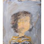 Basil Blackshaw HRHA RUA (1932-2016)Girl in Stripy JumperOil on canvas, 102 x 88cm (40 x 34½'')