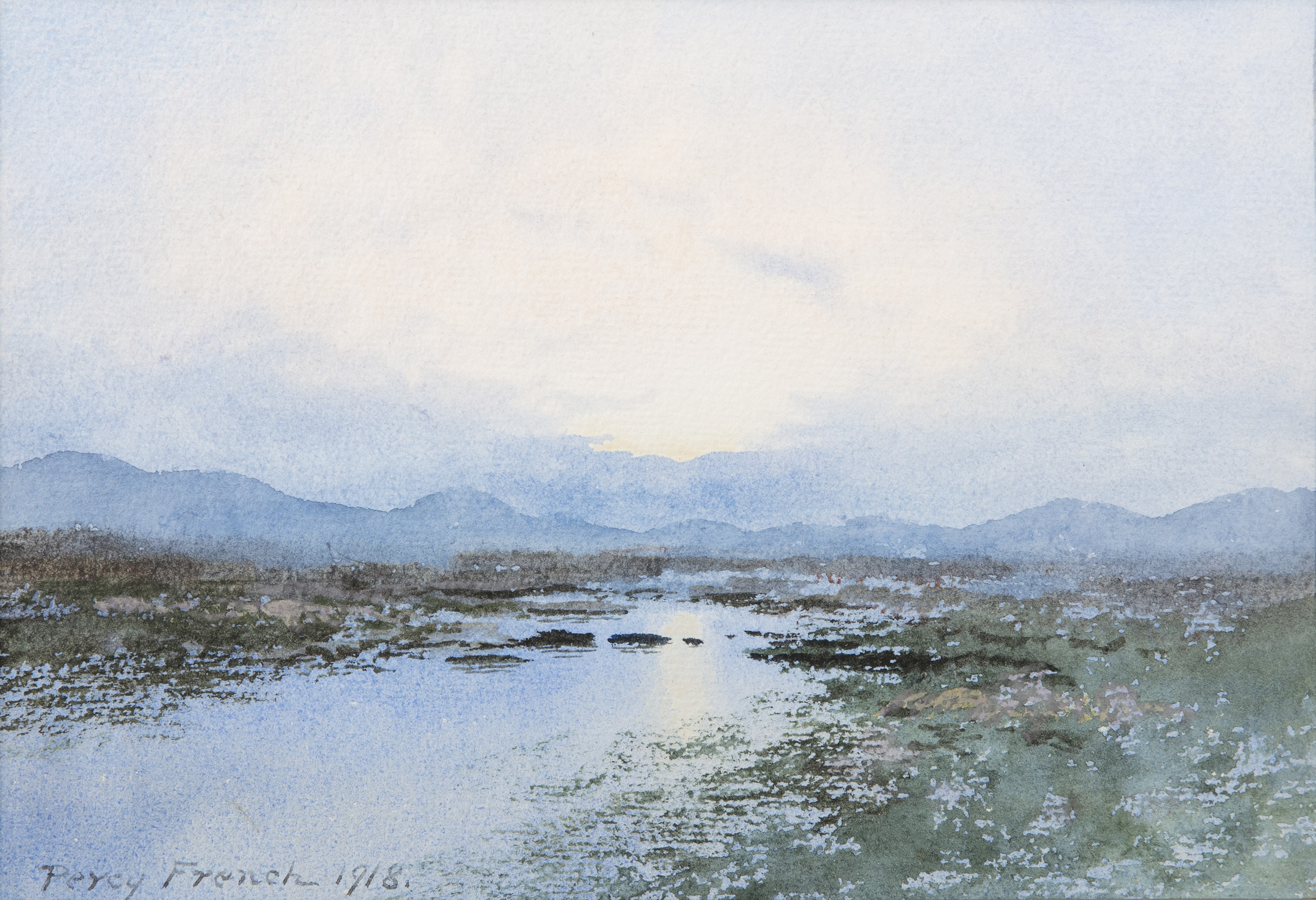 William Percy French (1854-1920)Bogland River LandscapeWatercolour, 17 x 24cm (6¾ x 9½'')Signed