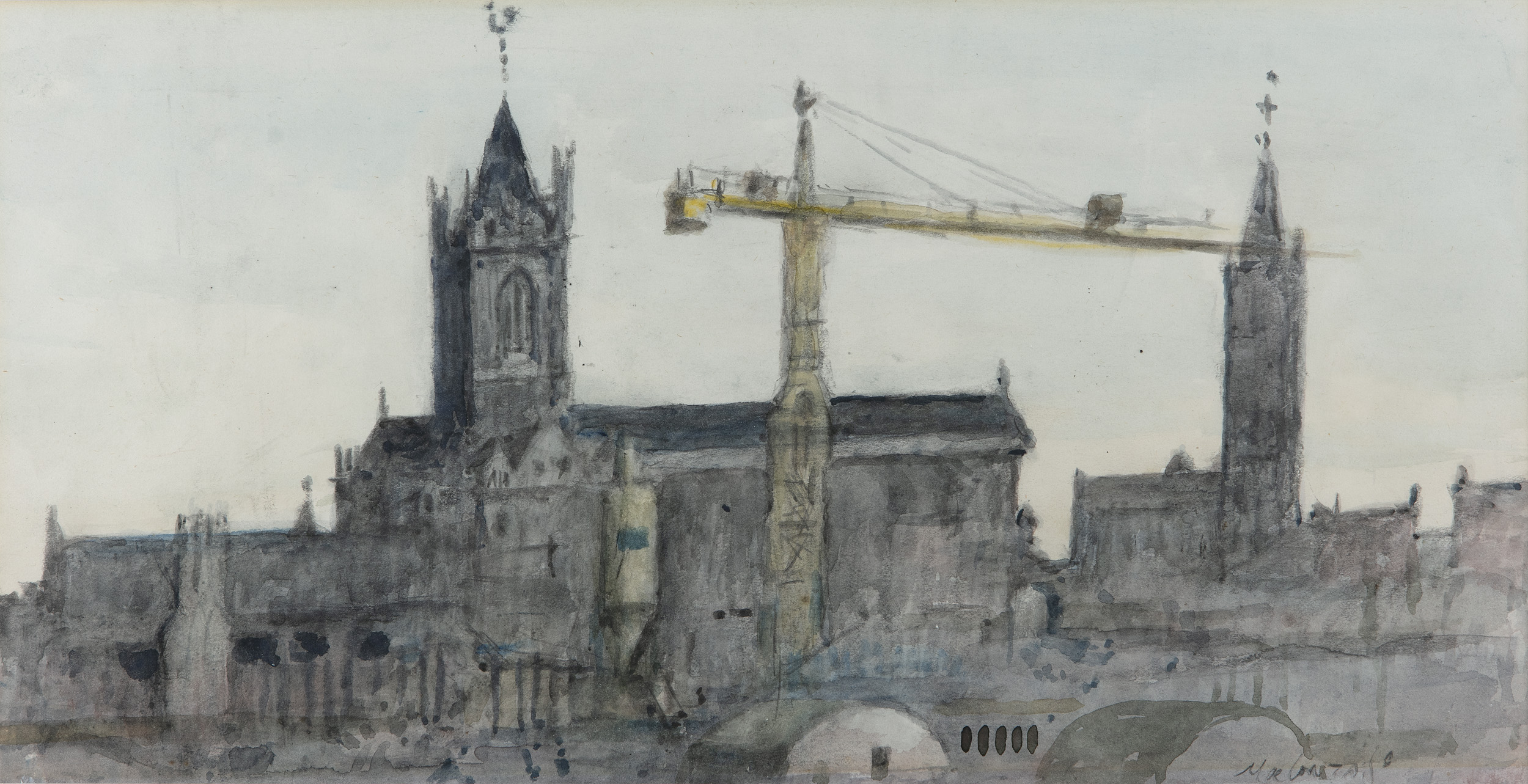 Maurice MacGonigal PRHA (1900-1979)Christchurch, 1978Watercolour, 20 x 39cm (7¾ x 15¼'') - Image 2 of 4