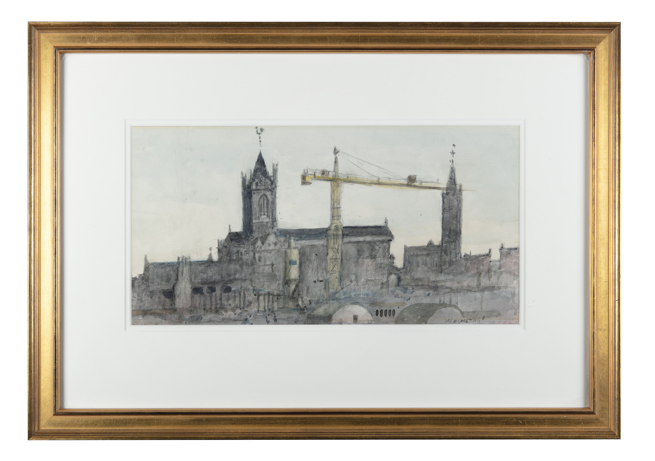 Maurice MacGonigal PRHA (1900-1979)Christchurch, 1978Watercolour, 20 x 39cm (7¾ x 15¼'')