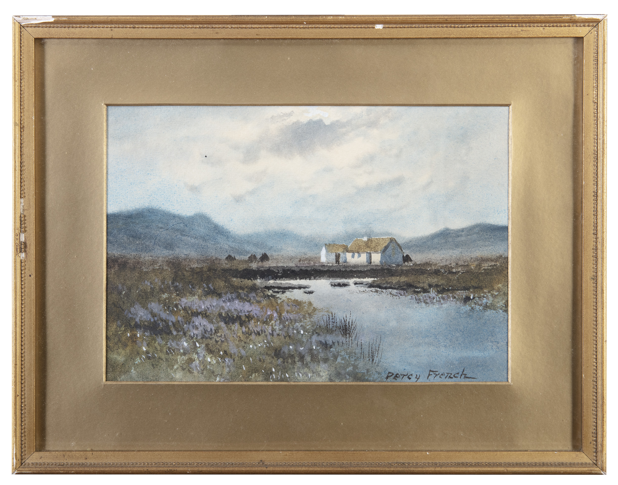 William Percy French (1854-1920)Bog Landscape with CottageWatercolour, 17 x 24cm (6¾ x 9½'')Signed - Image 2 of 4