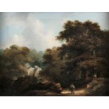 James Arthur O'Connor (1792-1841) Wooded Landscape with a Figure beside a Cascade Oil on canvas,