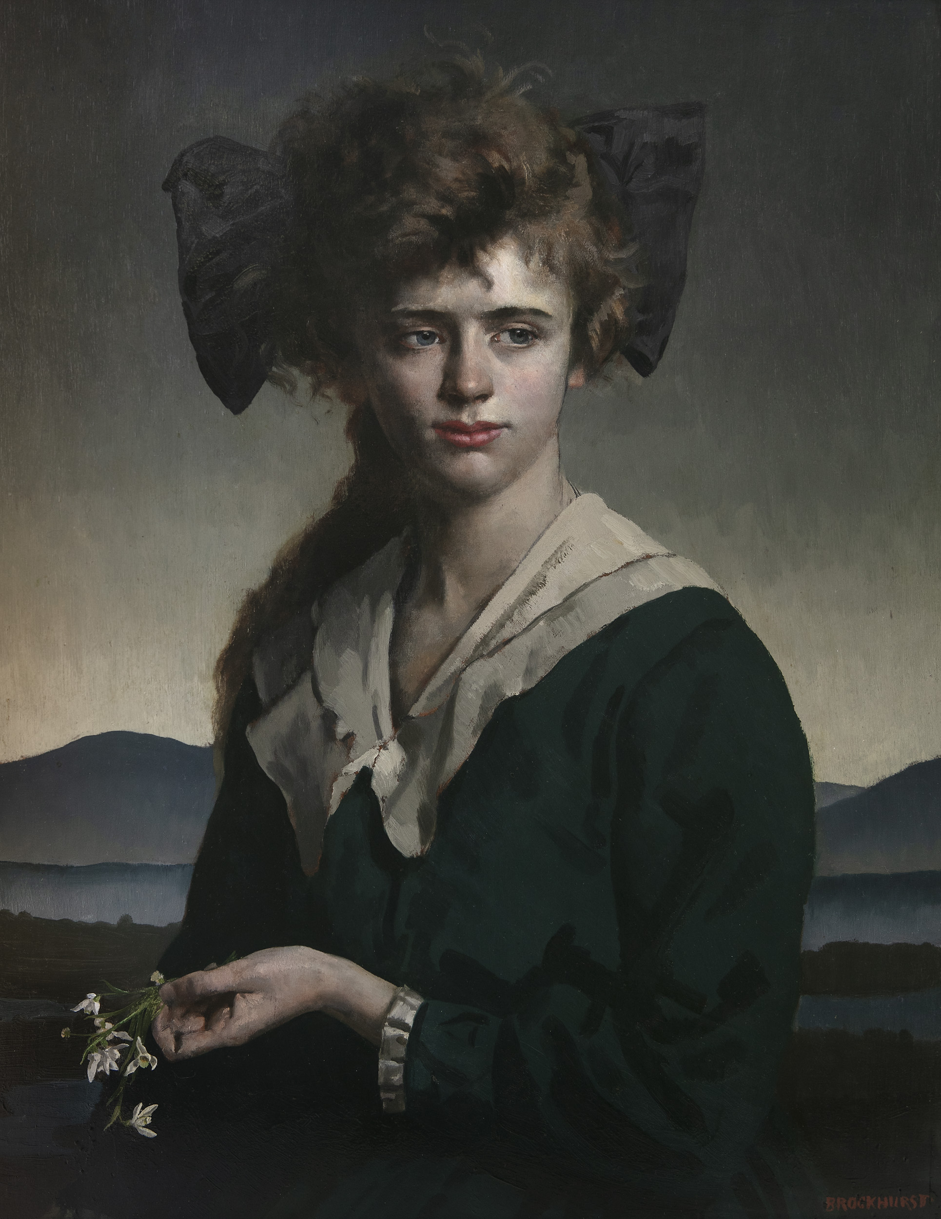 Gerald Leslie Brockhurst (1890-1978)Portrait of Florence Forsyth Oil on panel, 60.7 x 47.4cm (23¾