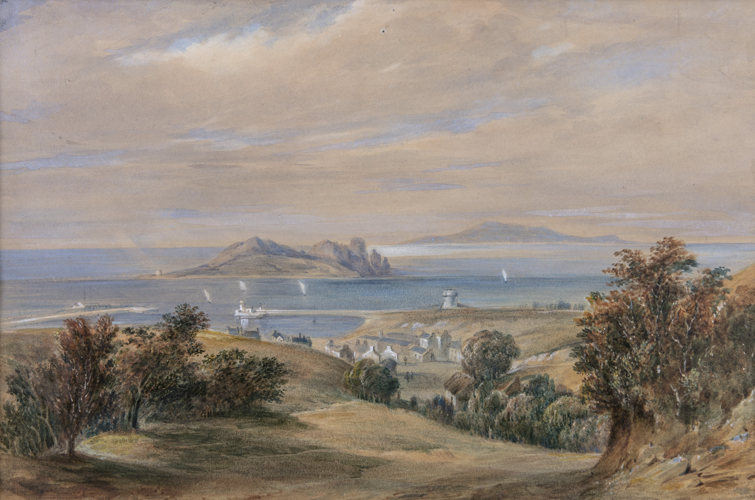 Frederick Brocas (1792-1847)'Howth Harbour and Ireland's Eye' and 'Portmarnock