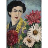 Gerard Dillon (1916-1971)Asian Girl with ChrysanthemumsOil on canvas, 33 x 24cm (13 x 9½'')