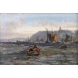 Edwin Hayes RHA RI ROI (1819-1904)Off Whitby HarbourOil on panel, 13 x 20cm (5 x 7¾'')Signed