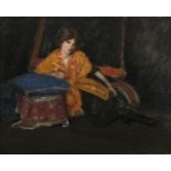 Estella Solomons HRHA (1882-1968)Portrait of the artist's sister Sophie reclining in the studioOil