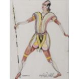 Harry Kernoff RHA (1900-1974)Theatre Costume DesignsSet of four, mixed media on paper, 23 x 17cm (