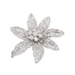 A DIAMOND FLOWER BROOCH, CIRCA 1955The flowerhead set with old round brilliant-cut diamond pistils