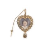 AN EARLY 19TH CENTURY MOURNING PENDANT, CIRCA 1830Set to the centre with a miniature of a young girl