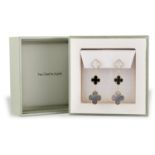 A PAIR OF MOTHER-OF-PEARL AND ONYX 'MAGIC ALHAMBRA' PENDENT EARRINGS, BY VAN CLEEF & ARPELSEach