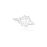 AN ART DECO SINGLE-STONE DIAMOND RINGThe rectangular step-cut diamonds weighing approximately 1.