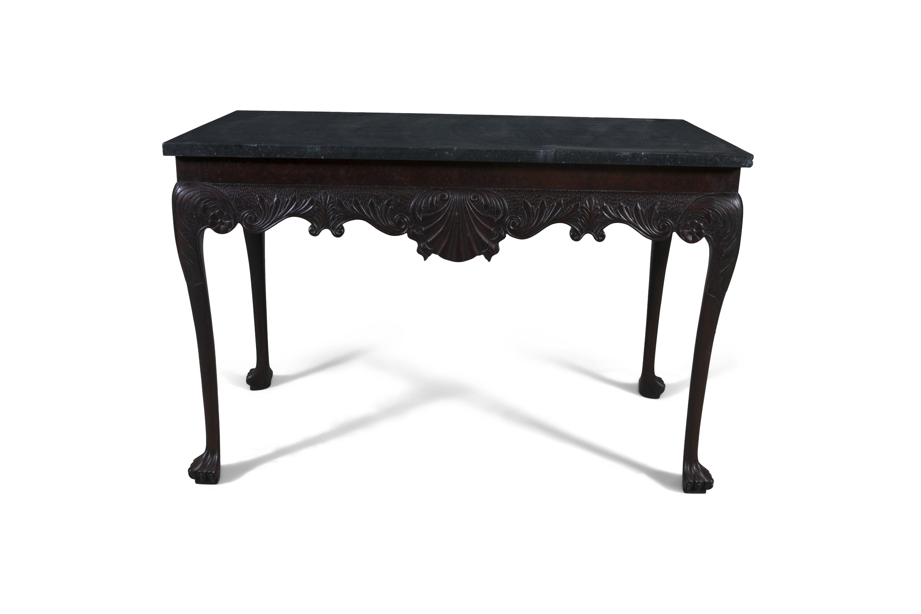 A PAIR OF IRISH GEORGE III STYLE MAHOGANY SIDE TABLES, carved by David Lennon, 20th century, the - Image 3 of 7