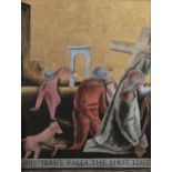 Patrick Pye RHA (1929-2018)The III Station of the Cross: Jesus Falls the First Time (c.1952)Gold
