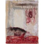 Camille Souter HRHA (b.1929)The Slaughtered Cow Ten Minutes DeadOil on paper, 76 x 58.5cm (30 x 23)
