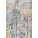 Mary Swanzy HRHA (1882-1978)Townscape with Palm TreesColoured pencil, 25.5 x 17cm (10 x 6¾)